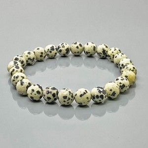 Pulsera Elástica de Cuentas de Jaspe Dálmata Natural de 8mm, Lisas y Redondas, Grado AA, Joyería Curativa al por Mayor - Product Image 1