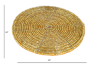 Handmade Golden Beaded Tea <b>Coasters</b> Decorative Round <b>Drink</b> <b>Coasters</b> for Dining Table Coffee Table Home Decor - Product Image 4