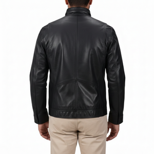 Chaqueta de Cuero Negra de Piel de Cordero Auténtica de Primera Calidad para Hombre, Chaqueta de Motociclista Ajustada, Ropa de Invierno Informal con Múltiples Bolsillos - Product Image 2