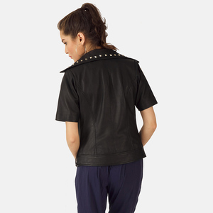 Blouson de moto en similicuir blanc pour femme, broderie logo, col boutonné, coupe-vent, imperméable, doublure en fausse fourrure, luxe - Product Image 4