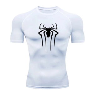 Camiseta Deportiva Blanca de Manga Corta para Hombre, con Logotipo de Araña, Corte Ajustado y Secado Rápido - Product Image 4