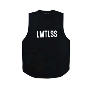 <b>Athletic</b> Street Style Clothing Custom Screen Print Raw Hem Sleeveless O Neck Tee Oversized Gym Tank Top Workout Training Apparel - Product Image 1