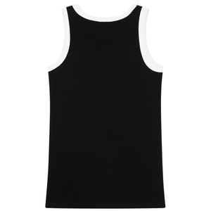 Custom Women's Black Ribbed Tank Top with <b>White</b> Contrast Trim Premium Cotton Sleeveless Casual Summer <b>Vest</b> OEM ODM Wholesale <b>Man</b> - Product Image 2