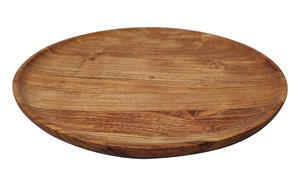 Plateau de service rond en bois de manguier de qualité supérieure gravé au laser Assiette de service en bois massif pour les collations, le dîner et le service de fruits - Product Image 5