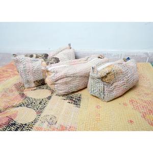 Beautiful vintage Kantha Floral Printed Quilted Cosmetic 3-pouch set For <b>Toiletry</b> Pouch For Women Travel Cosmetic Bags And Cases - Product Image 3