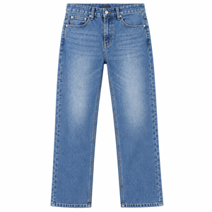 Pantalones Casuales de Mezclilla para Hombre, Corte Recto, Jacquard Texturizado, Algodón Elástico, Ecológicos, Transpirables, Lavado Medio, 5 Bolsillos - Product Image 3