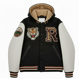 Chaqueta Varsity de Invierno para Hombre, Diseño Nuevo, Tejido de Lana, con Capucha, Servicio OEM, Color Sólido - Product Image 1