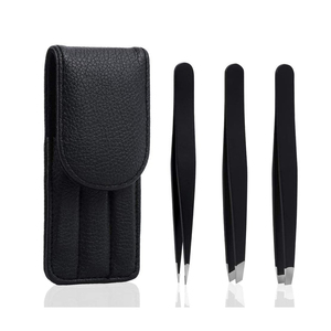 ชุดแหนบปลายเฉียงสแตนเลสสำหรับถอนขนคิ้ว พร้อมกล่องหนัง - Product Image 2