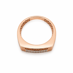 Solid 18K Gold <b>Mens</b> Diamond Double Halo Rectangular Signet <b>Ring</b> Micro Pave Cluster Geometric High Polish Statement Wedding Party - Product Image 4