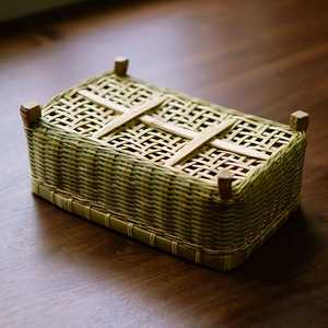 Handwoven Bamboo <b>Basket</b> Rustic <b>Wicker</b> Storage Tray Eco Friendly Natural Serving Tray Home Organizer Supplier - Product Image 5