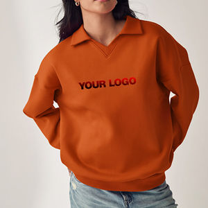 Nueva Sudadera con Capucha y Cuello en V para Mujer, Personalizada con Logotipo Bordado en la Parte Delantera, Lavado Ácido, Estilo Urbano, Invierno - Product Image 1