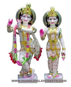 Sculpture Radha Krishna en marbre blanc, magnifique bijou de grande qualité, - Product Image 2