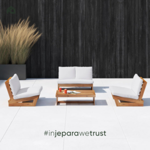 Juego de Sofás Seccionales de Madera de Teca Moderna y Duradera, Directo de Fábrica, con Cojines Impermeables para Jardín y Patio - Hanan - Product Image 6