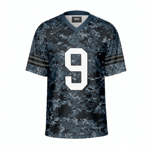 เสื้อฟุตบอลอเมริกันลายพรางสำหรับผู้ชาย คอวี แขนสั้น ระบายเหงื่อได้ดี พิมพ์ลายแบบซับลิเมชั่น - Product Image 1
