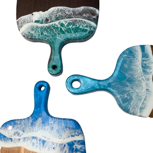 Bandeja de madera para servir con diseño de olas oceánicas, acabado mate, estilo nórdico, asa ecológica para regalos - Product Image 4
