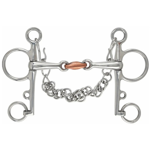 Bocado de Doble Articulación Pelham de Acero Inoxidable con Boquilla de Plata Alemana de 5 Pulgadas para Montar a Caballo - Product Image 3