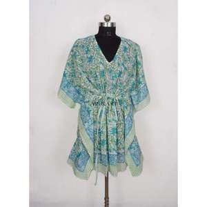 ชุดนอนมินิเดรสลายดอกไม้ดิจิทัลสไตล์เกาหลีสำหรับผู้หญิง สวมใส่สบาย เหมาะสำหรับใส่ไปชายหาด ชุดคลุมอาบน้ำ คาฟตัน ดีไซน์หรูหรา วินเทจ แท้ 100% - Product Image 1