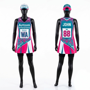 Robe de netball personnalisée sublimée, uniforme d'équipe sans manches avec impression de nom et de numéro, vêtements de sport respirants pour femmes et filles - Product Image 6