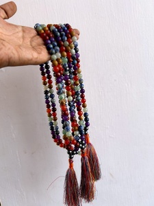 Venta al por mayor de Jap Mala de 7 Chakras, multicolor, pulido, de 8mm, 108 cuentas, de piedra de cristal, para sanación Reiki, RAIS AGATE - Product Image 5