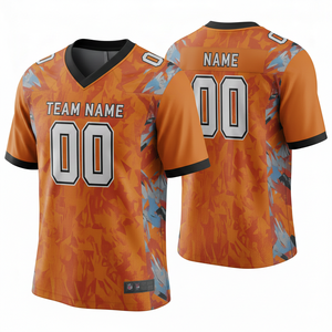 Maillot de football américain personnalisé imprimé par sublimation pour adultes, manches courtes, respirant, option grande taille, 100 % polyester, col en V - Product Image 2