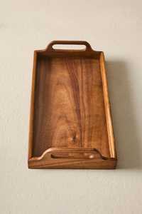 Bandeja Rectangular de Madera Natural con Artesanía Clásica, Ideal para Servir Pan, Fiestas de Té o Entornos de Spa - Product Image 4