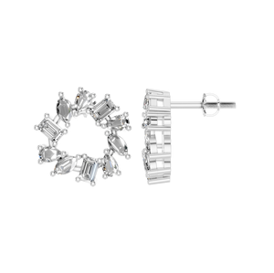 Women's Natural Diamond Circle Stud <b>Earrings</b> 14k/18k <b>Gold</b> Fine Jewelry Princess Marquise <b>Emerald</b> Cut Diamonds for White <b>Gold</b> - Product Image 3