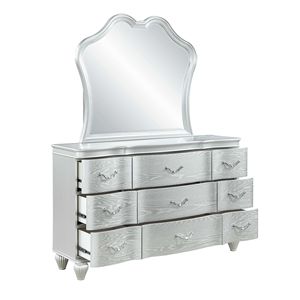 Punto di riferimento in stile tradizionale cassettone in legno argentato con cassettiere in metallo - Product Image 3