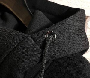 Sweat-shirt à capuche oversize pour homme, couleur unie, en coton tricoté, pull décontracté, vêtement d'automne, avec poche, coupe classique - Product Image 4