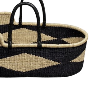Direct modern black background with cream diamond high <b>wall</b> seagrass changing <b>basket</b> matched with rattan changing kid <b>basket</b> - Product Image 2