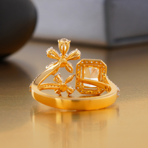 1.07 CT Fancy Yellow Red Lab Grown Diamond <b>Ring</b> with Prong Setting 14K <b>Gold</b> 18K Rose <b>Gold</b> Halo Statement Fine Jewelry - Product Image 4