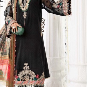 2022 Venta caliente indio pakistaní último traje de terciopelo bordado completo Material de algodón ropa de fiesta Formal con Salwar - Product Image 1