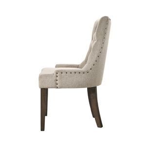 Lot de 2 chaises de salle à manger rembourrées en tissu beige et chêne patiné - Product Image 4