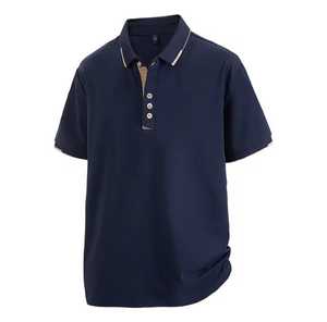 Polo à manches courtes pour homme, couleur unie, coton Oxford, décontracté, respirant, design tissé, boutons sur le devant, coupe classique - Product Image 6