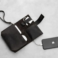 Organisateur de câbles, accessoires technologiques, porte-câbles, sac en cuir véritable, accessoires de voyage personnalisés, faits à la main, taille personnalisable