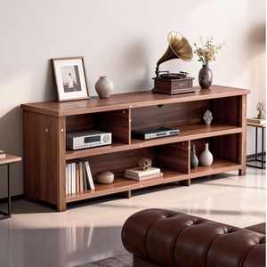 Mobile TV a doppio strato marrone scuro 178,4 cm x 39,9 cm x 62,1 cm in truciolato con ripiani aperti - Centro Intrattenimento - Product Image 6
