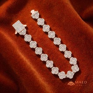 สร้อยข้อมือเงินชุบทองคำสีกุหลาบประดับโมอิสซาไนต์สำหรับผู้ชาย สไตล์ฮิปฮอปสุดหรู เป็นของขวัญเครื่องประดับ - Product Image 5