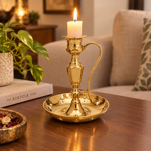 Candelero Alto de Latón para Velas Cónicas, Hecho a Mano, Base Larga para Velas, Centro de Mesa Decorativo, Decoración Vintage de Metal para el Hogar - Product Image 3