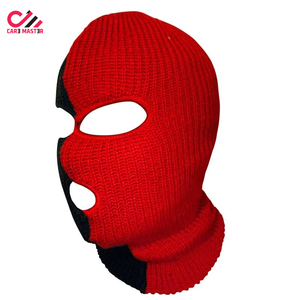 Pasamontañas de esquí a cuadros 100% algodón con bordado de logotipo personalizado, gorro de punto de 3 orificios para motocicleta, tallas y colores personalizables - Product Image 1