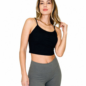 Camiseta Corta Negra de Tirantes Finos para Mujer al por Mayor, Ajustable, Básica, Ajustada, Casual, Suministro de Camisetas Cortas para Mujer - Product Image 4