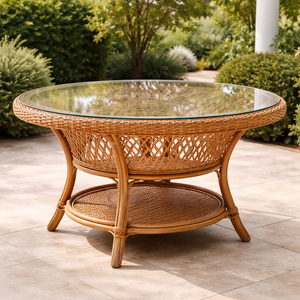 Mesa de Comedor de Ratán para Exteriores, Duradera, Ligera y Minimalista, Cómoda y Ecológica para Uso en Casas de Campo y Parques - Product Image 2