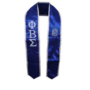Estola de Graduación Phi Beta Sigma Azul Rey de Satén con Letras Griegas Bordadas, Banda Personalizada para Fraternidad, Suministro al por Mayor OEM - Product Image 1