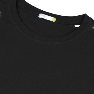 Camiseta de manga corta negra para hombre, cuello redondo, corte regular, algodón jersey, informal, color sólido, diseño con bolsillo, secado rápido - Product Image 3