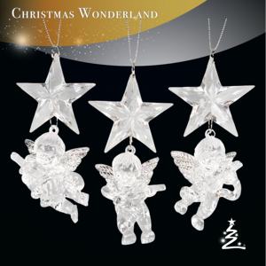 Vente chaude en gros, décoration de Noël, Nouvel An, vacances, décoration de la maison, étoile en acrylique plaquée argent brillant, or, ornement de chérubin - Product Image 2