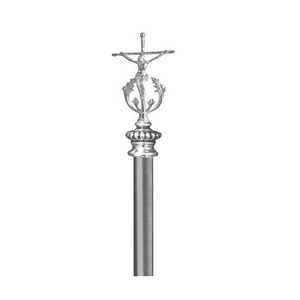 Crosse d'évêque tendance en laiton artisanal avec croix, finition nickel poli, articles liturgiques pour l'église - Product Image 1
