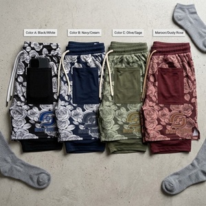 Shorts de sport pour hommes en toile tricotée avec cordon de serrage, impression numérique écologique, vêtements de sport pour hommes - Product Image 4