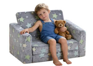 Sofá Plegable para Niños con Diseño de Estrellas y Tela Floral, Taburete Infantil para Edades de 3 Años en Adelante, Tamaño Individual - Product Image 2