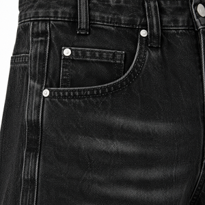 Shorts en jean baggy noirs pour hommes, coupe ample, délavés, OEM ODM, vente en gros, fabricant de shorts en jean streetwear - Product Image 6