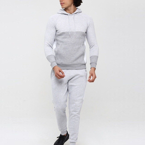 Sudadera con capucha y cremallera para hombre, color azul claro, transpirable, y conjunto deportivo informal de color liso, 100% algodón, corte regular, para verano - Product Image 3