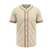 Jersey Baseball Biru Dongker Full Button dengan Trim Emas, Bahan Bernapas, Activewear Poliester/Katun, Kerah V, Bordir, Lengan Pendek, Profesional