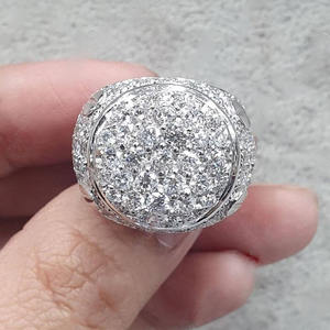 Anillo de Compromiso con Incrustaciones de Moissanita y Piedras Múltiples, Plata 925 Chapada en Oro, Estilo Hip Hop para Hombre, Anillo de Promesa, Regalo para Esposo - Product Image 2